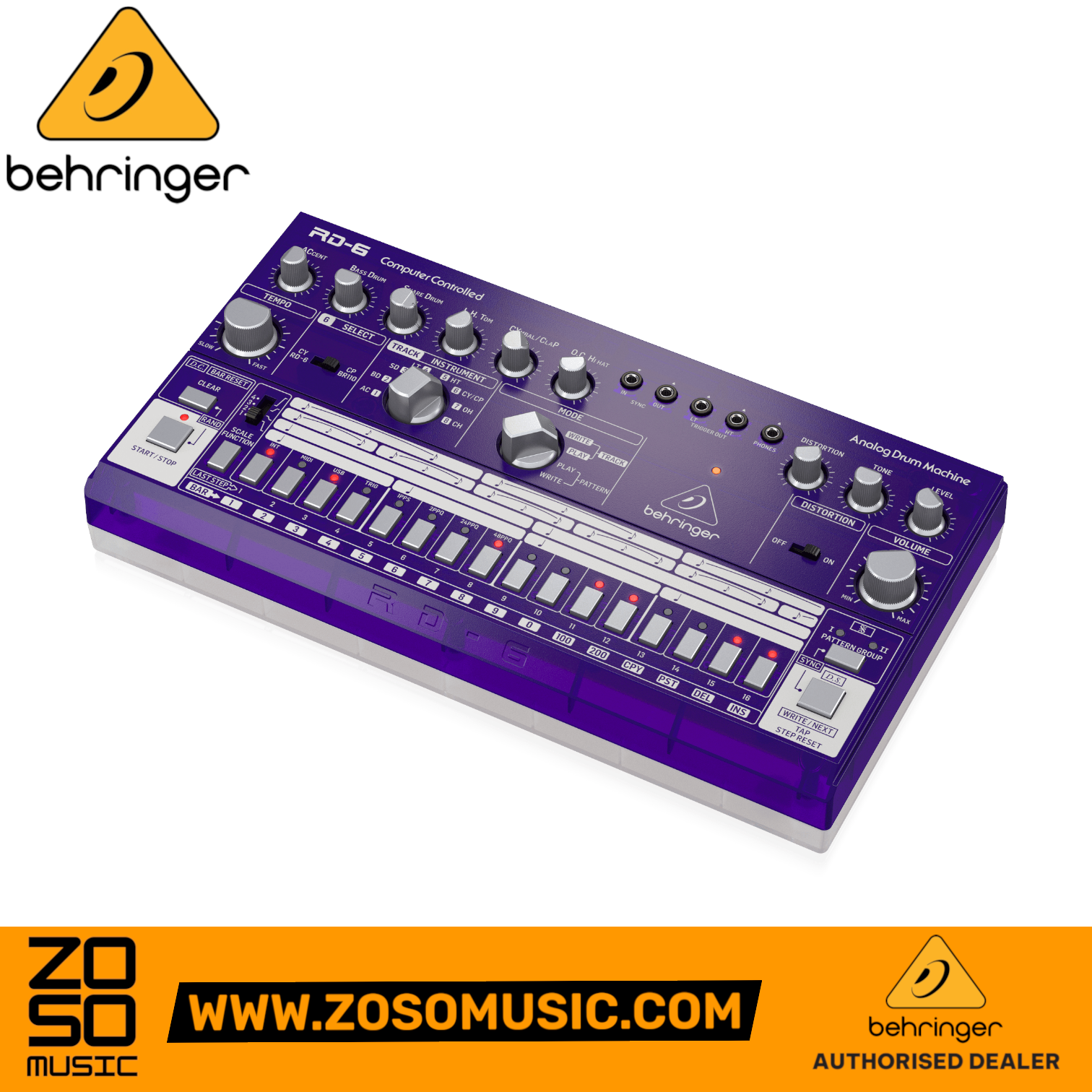 Behringer RD-6-GP Analog Drum Machine - Purple Translucent | BEHRINGER , Zoso Music