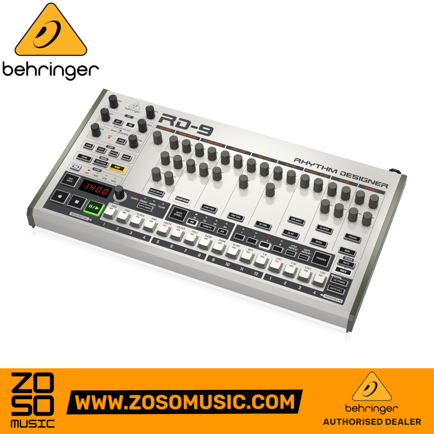 Behringer Rhythm Designer RD-9 Analog Drum Machine | BEHRINGER , Zoso Music