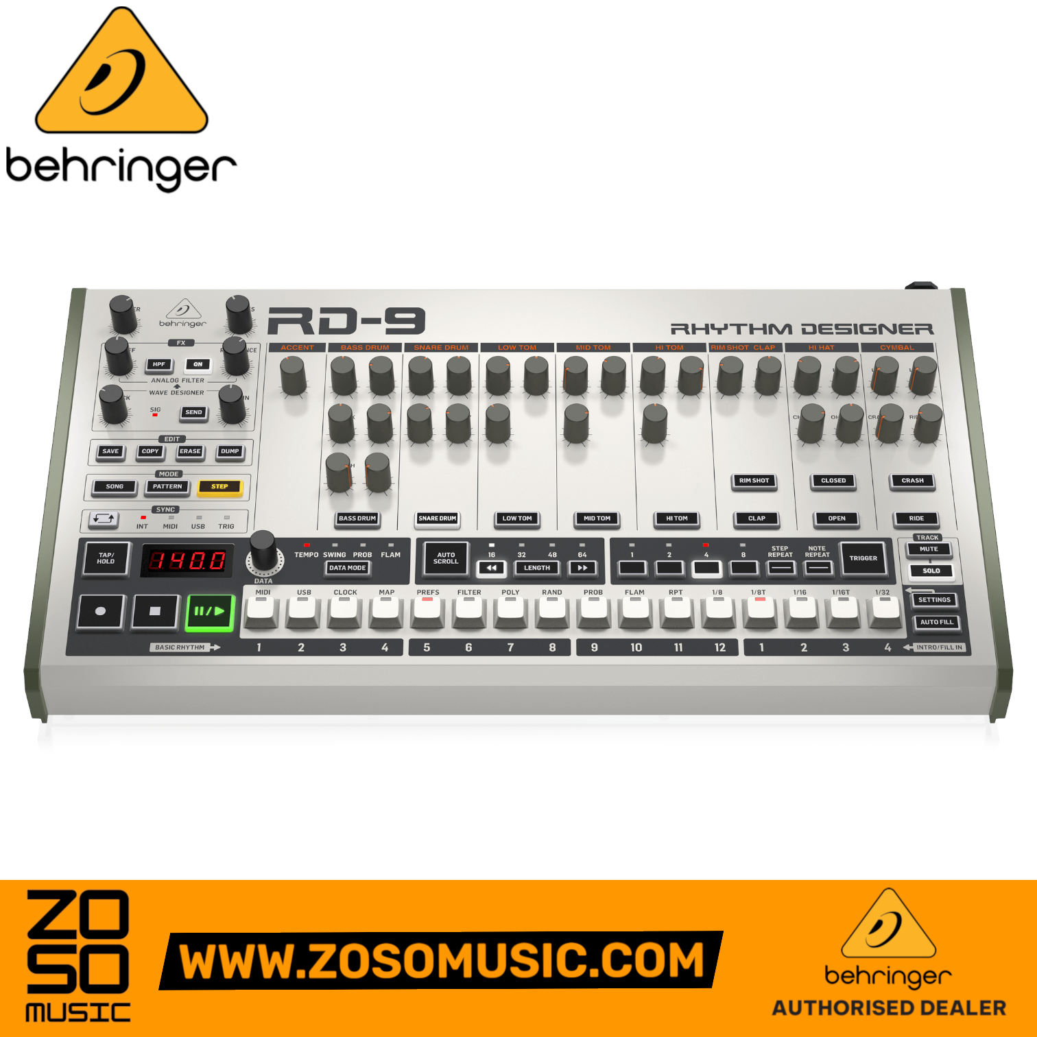 Behringer Rhythm Designer RD-9 Analog Drum Machine | BEHRINGER , Zoso Music