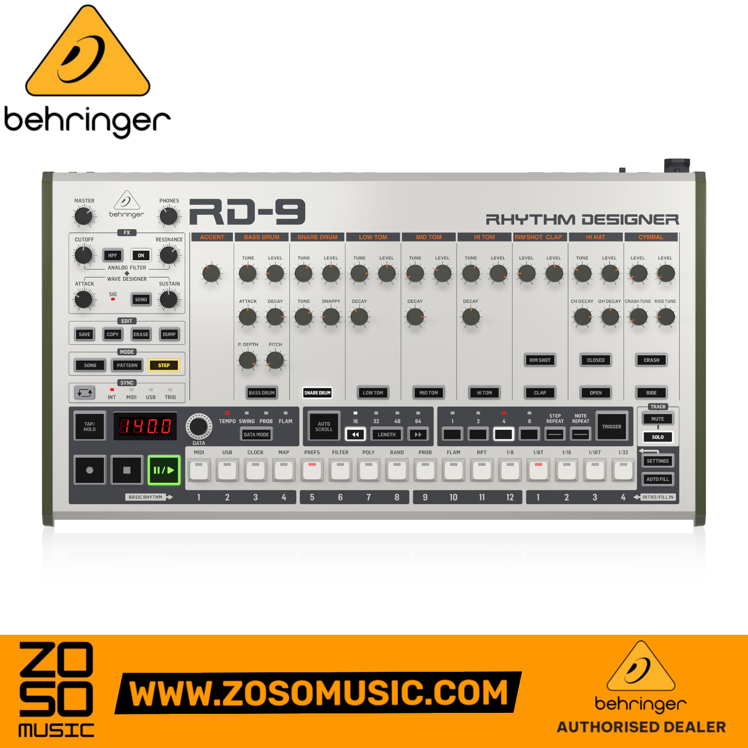 Behringer Rhythm Designer RD-9 Analog Drum Machine | BEHRINGER , Zoso Music