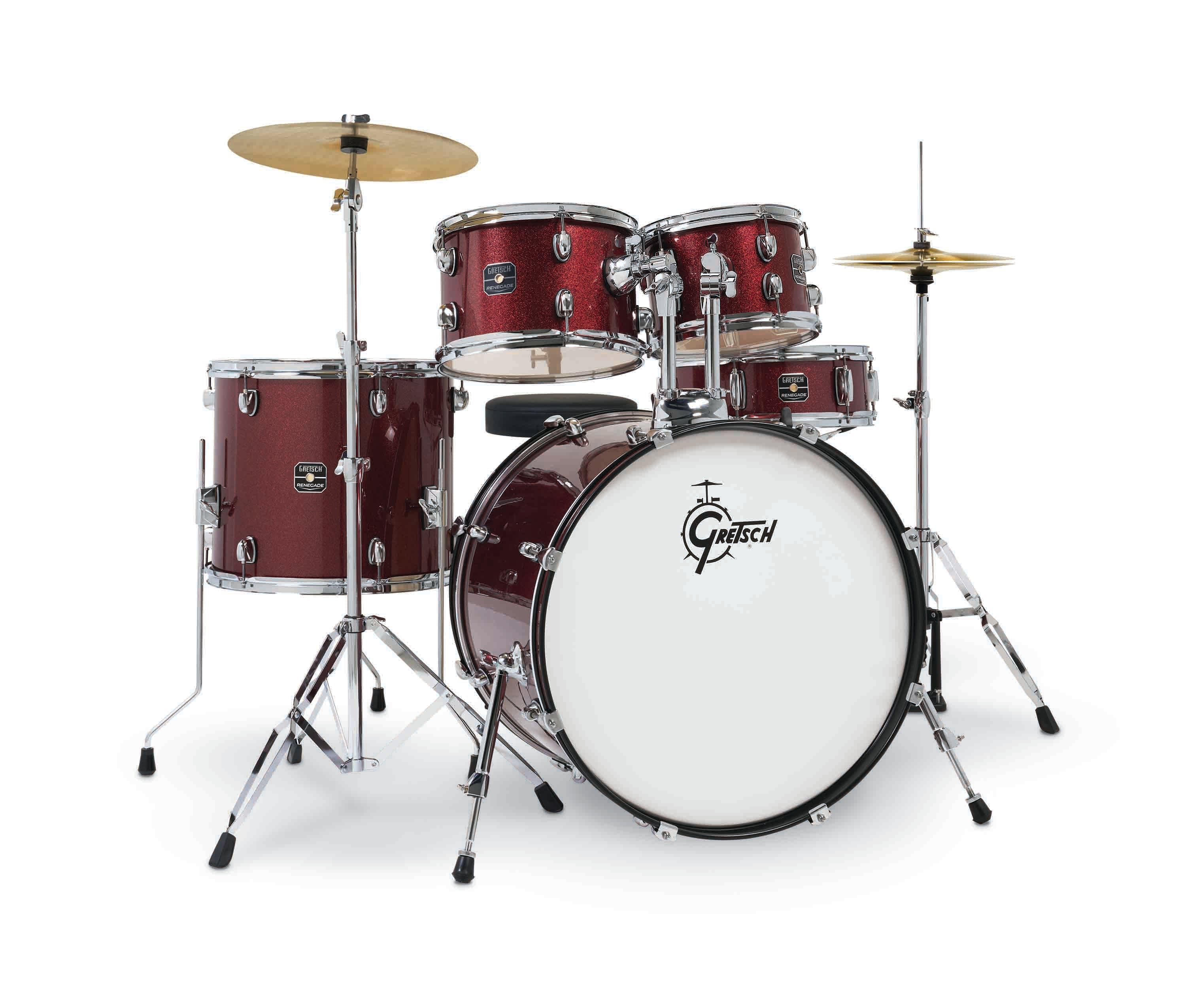 Gretsch RGE625RS Renegade 5-Piece Drum Kit w/Hardware+Cymbals(13H+15CR), Ruby Sparkle |  GRETSCH DRUMS |  DRUM-ACOUSTIC |  Zoso Music