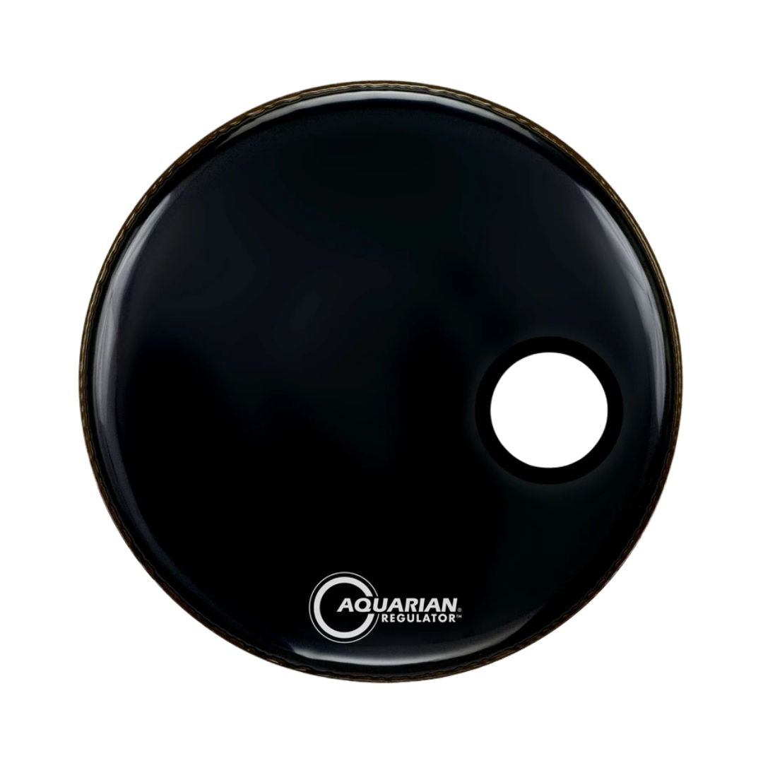 Aquarian RSM-BK Regulator 4.5" Offset Hole Gloss Black 1ply 10mil Bass Resonant Drum Head | Zoso Music Sdn Bhd
