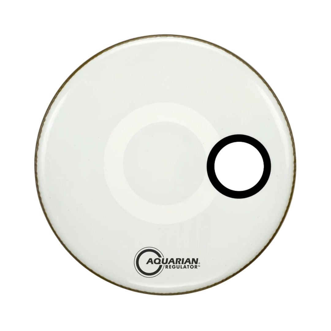 Aquarian RSM-WH Regulator 4.5" Offset Hole Gloss White 1ply 10mil Bass Resonant Drum Head | Zoso Music Sdn Bhd