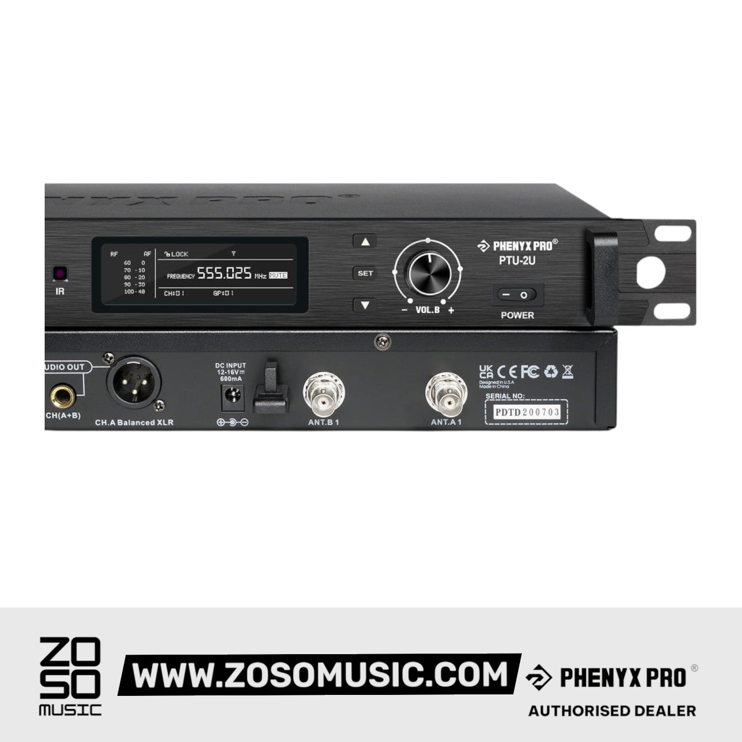 Phenyx Pro PTU-2U-2H Wireless Microphone System, True Diversity Dual Cordless Microphone Set |  PHENYX PRO |  WIRELESS-ANTENNA |  Zoso Music