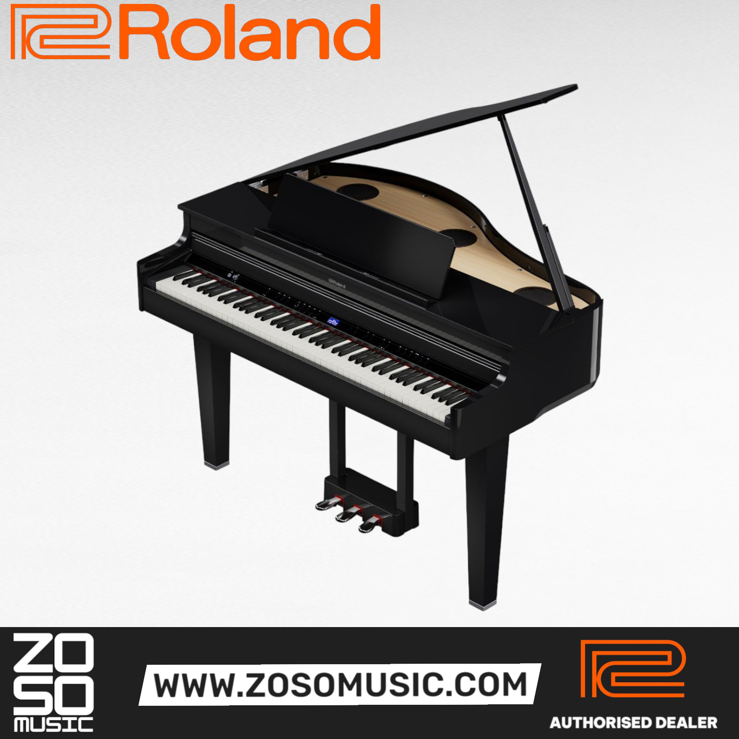 Roland GP-6 Digital Baby Grand Piano with Bench - Polished Ebony |  ROLAND |  PIANO-GRAND |  Zoso Music