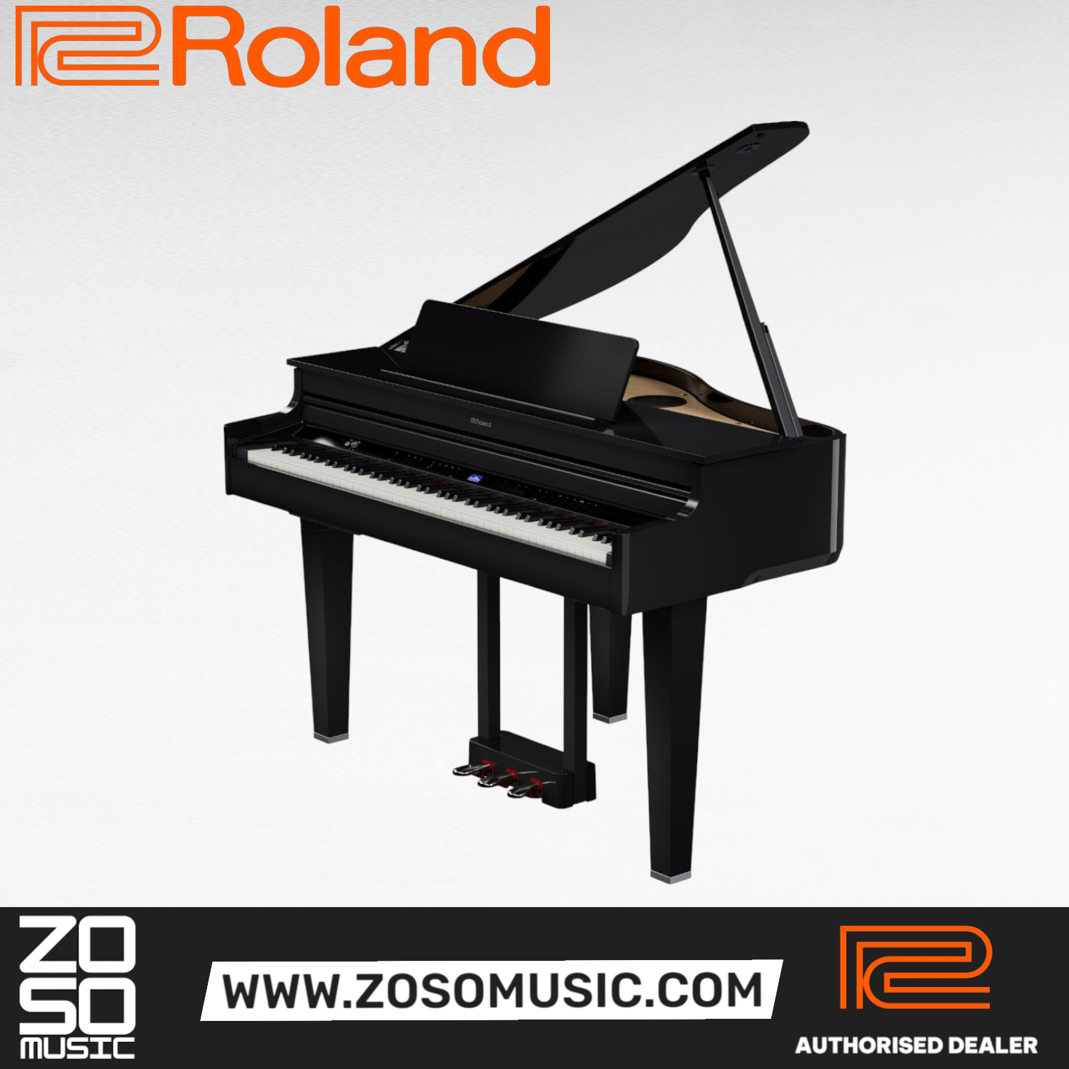 Roland GP-6 Digital Baby Grand Piano with Bench - Polished Ebony | Zoso Music Sdn Bhd