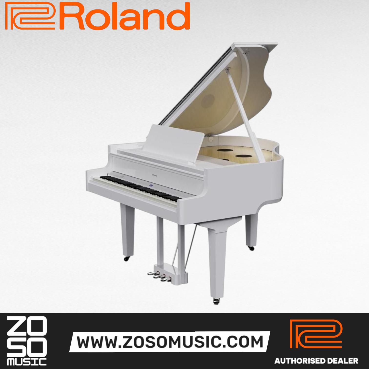 Roland GP-9 Digital Grand Piano with Bench - Polished White |  ROLAND |  PIANO-GRAND |  Zoso Music