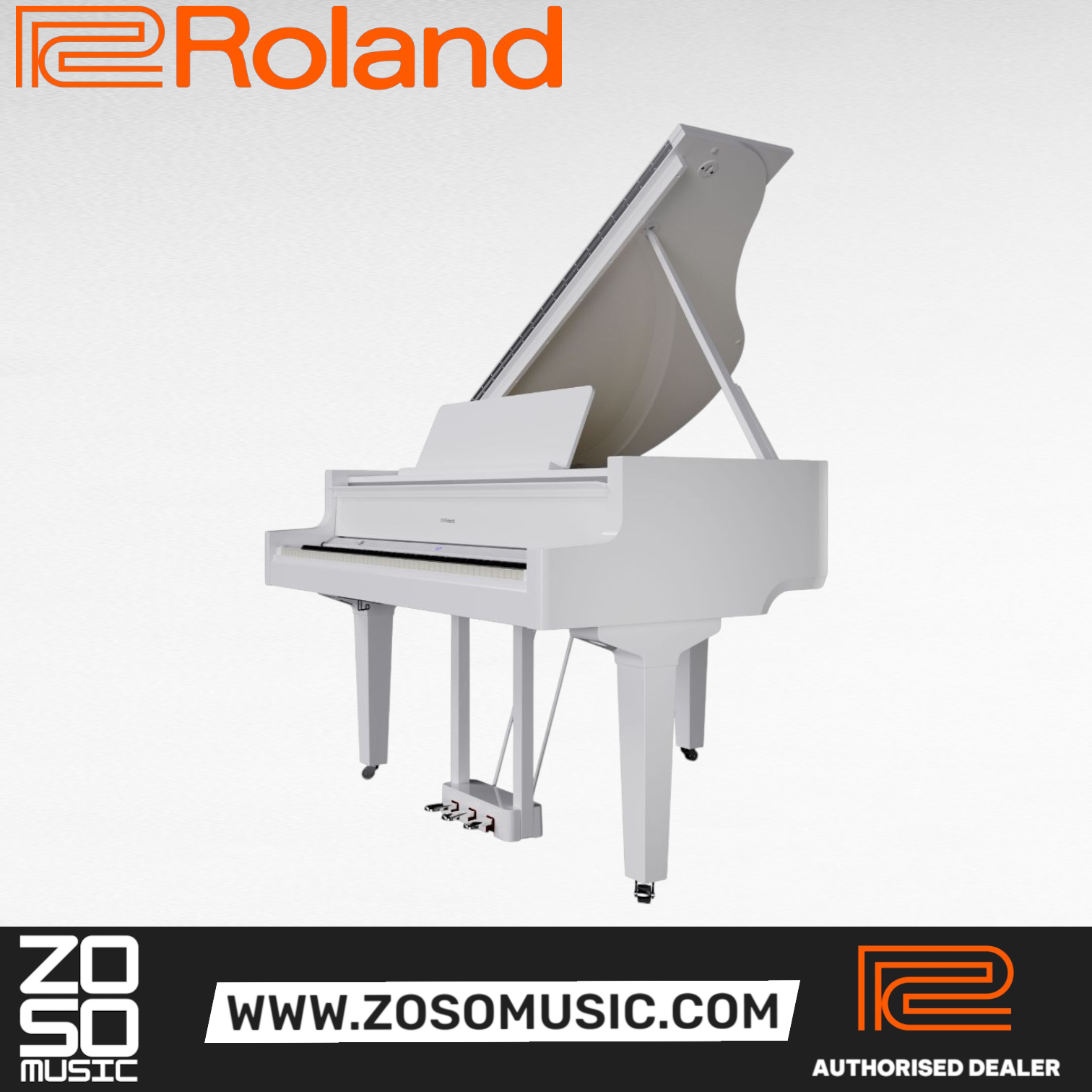 Roland GP-9 Digital Grand Piano with Bench - Polished White | Zoso Music Sdn Bhd