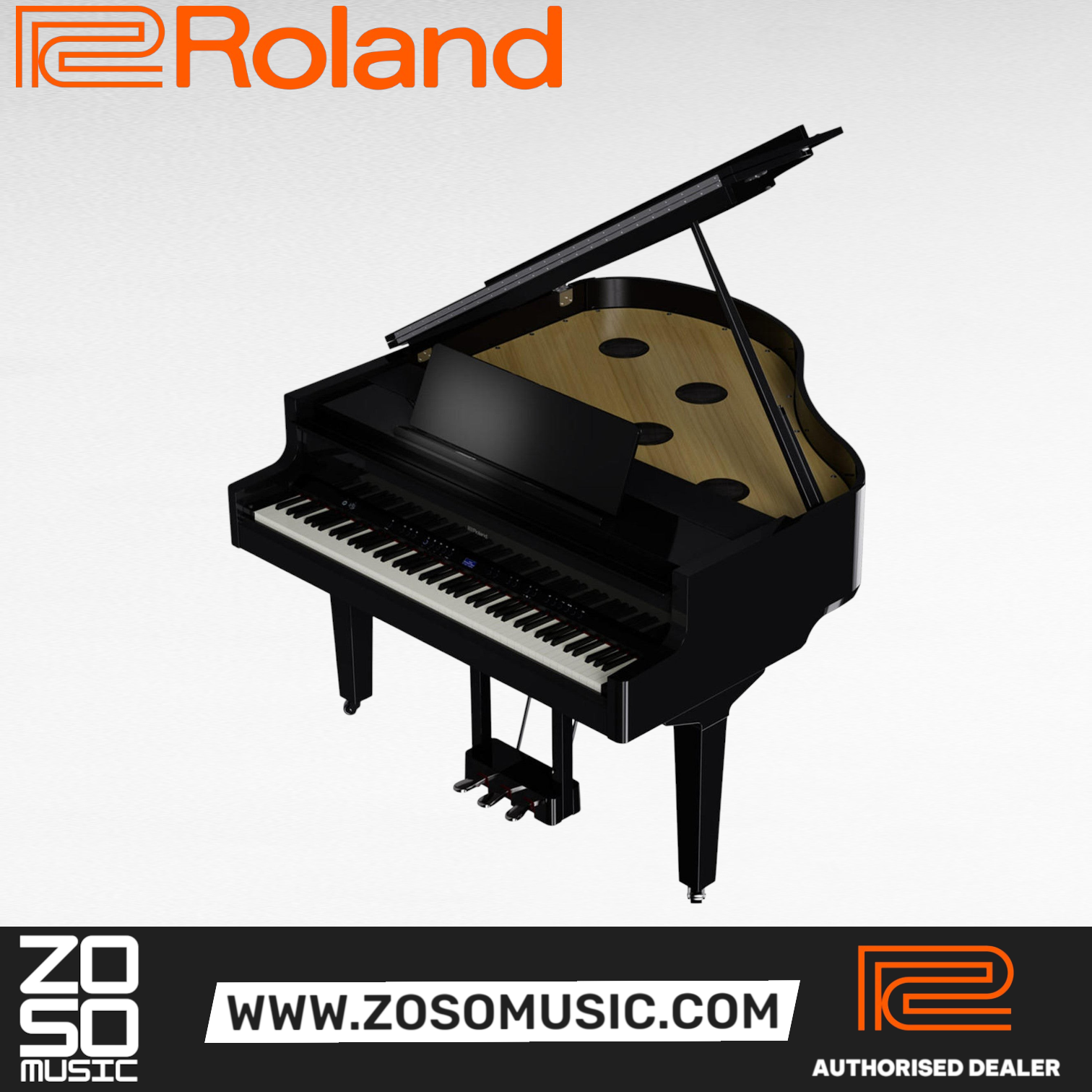 Roland GP-9 Digital Grand Piano with Bench - Polished Ebony |  ROLAND |  PIANO-GRAND |  Zoso Music