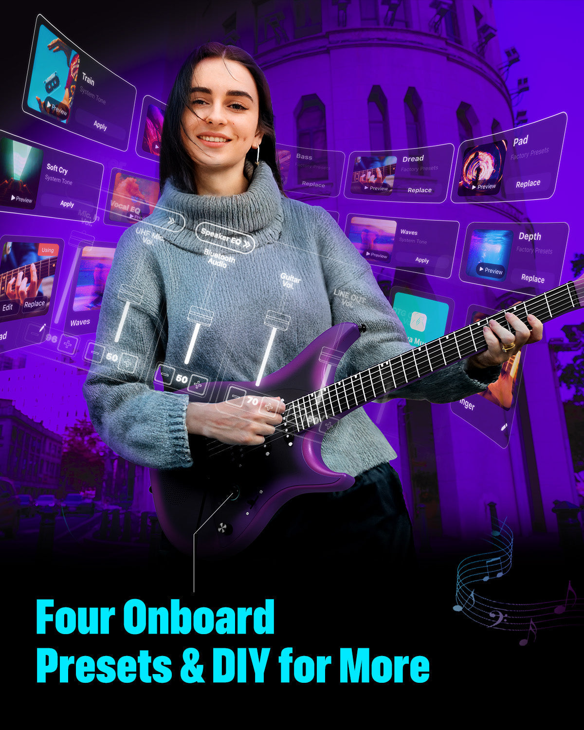 Enya Inspire Smart Electric Guitar - Beige |  ENYA |  SMART GUITAR |  Zoso Music
