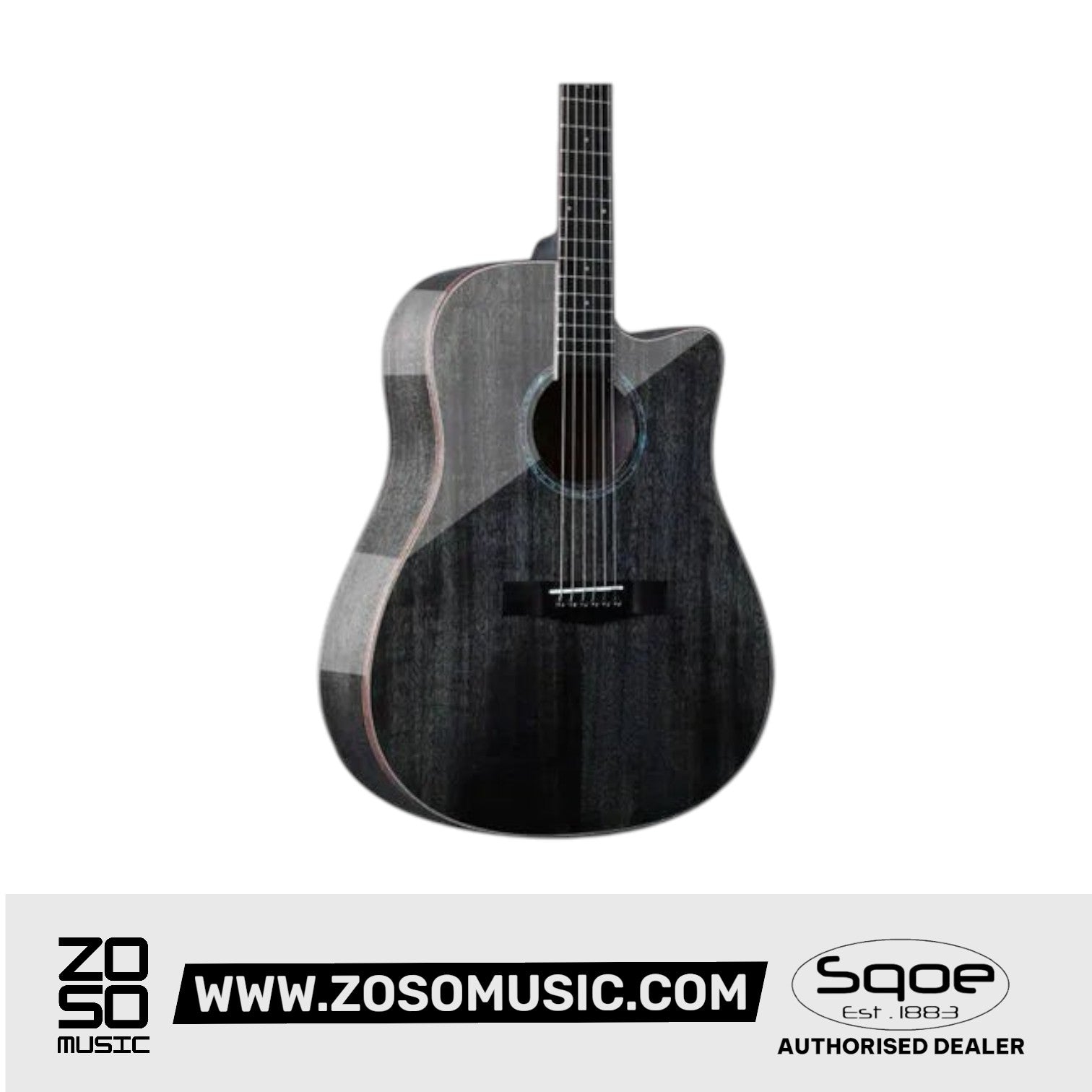 SQOE S360-FG 41 inch Solid Top Acoustic Guitar | Zoso Music Sdn Bhd