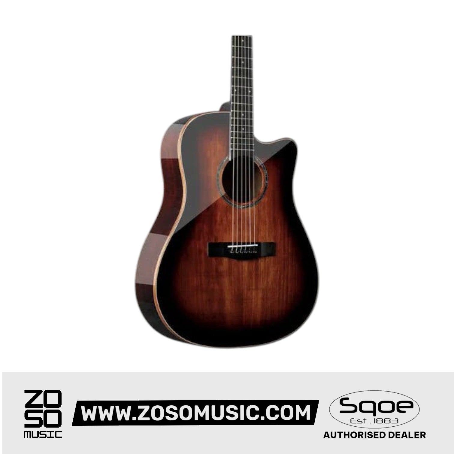 SQOE S370-FG 41 inch Solid Top Acoustic Guitar | Zoso Music Sdn Bhd