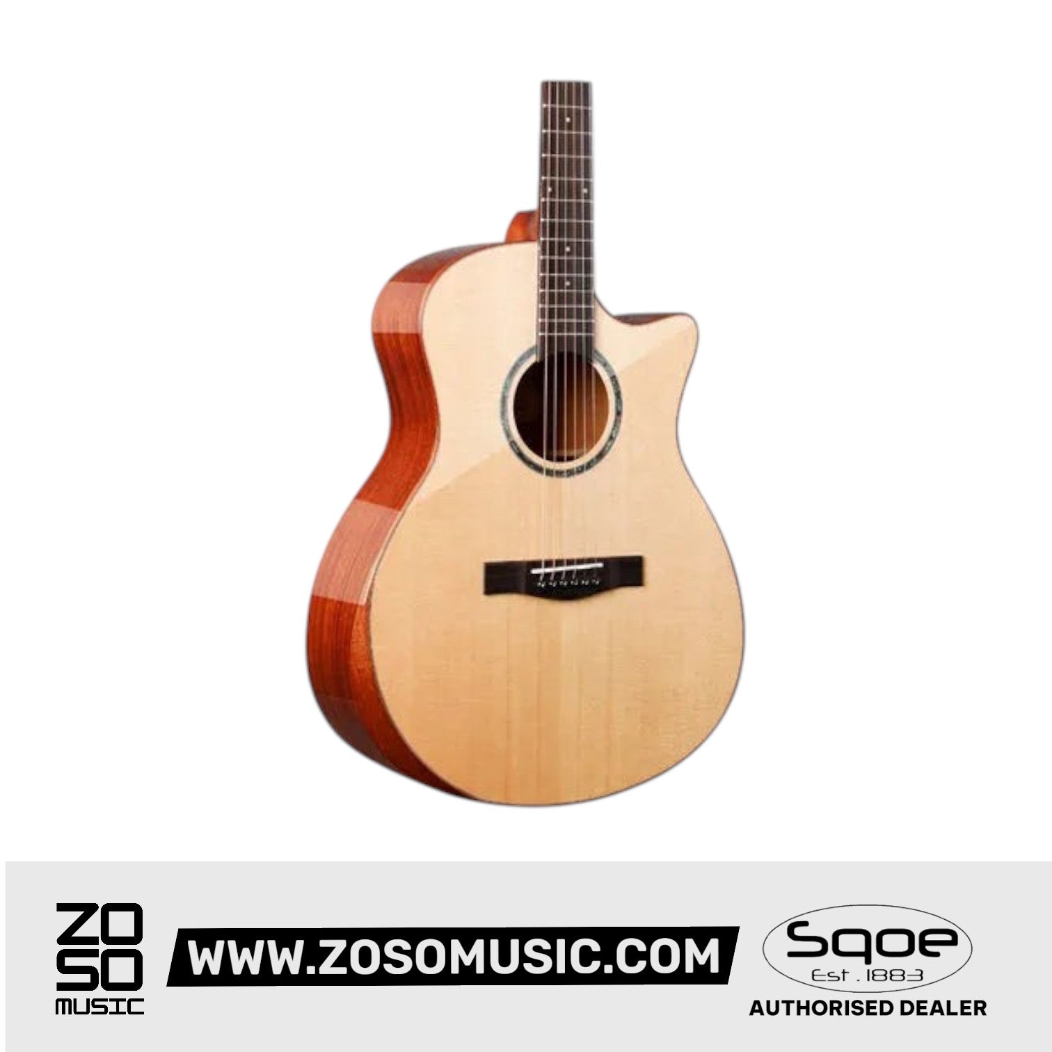 SQOE S370T-SK 41 inch Solid Top Acoustic Guitar | Zoso Music Sdn Bhd