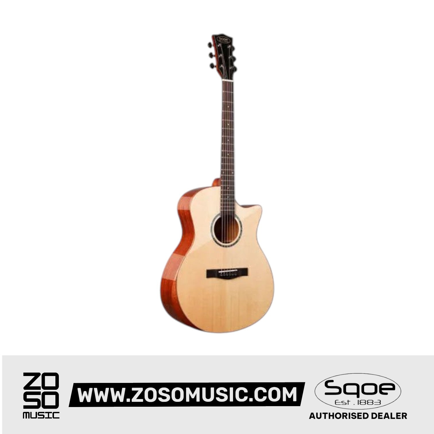 SQOE S370T-SK 41 inch Solid Top Acoustic Guitar