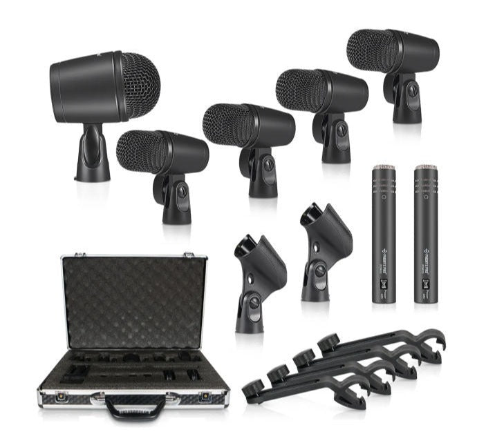 Phenyx Pro PTD-10 Drum Microphone Kit, Drum Mics 7-Pieces, Full Metal Wired Dynamic Drum Mic Set for Bass/Tom/Snare/Hi-hat Cymbals | Zoso Music Sdn Bhd