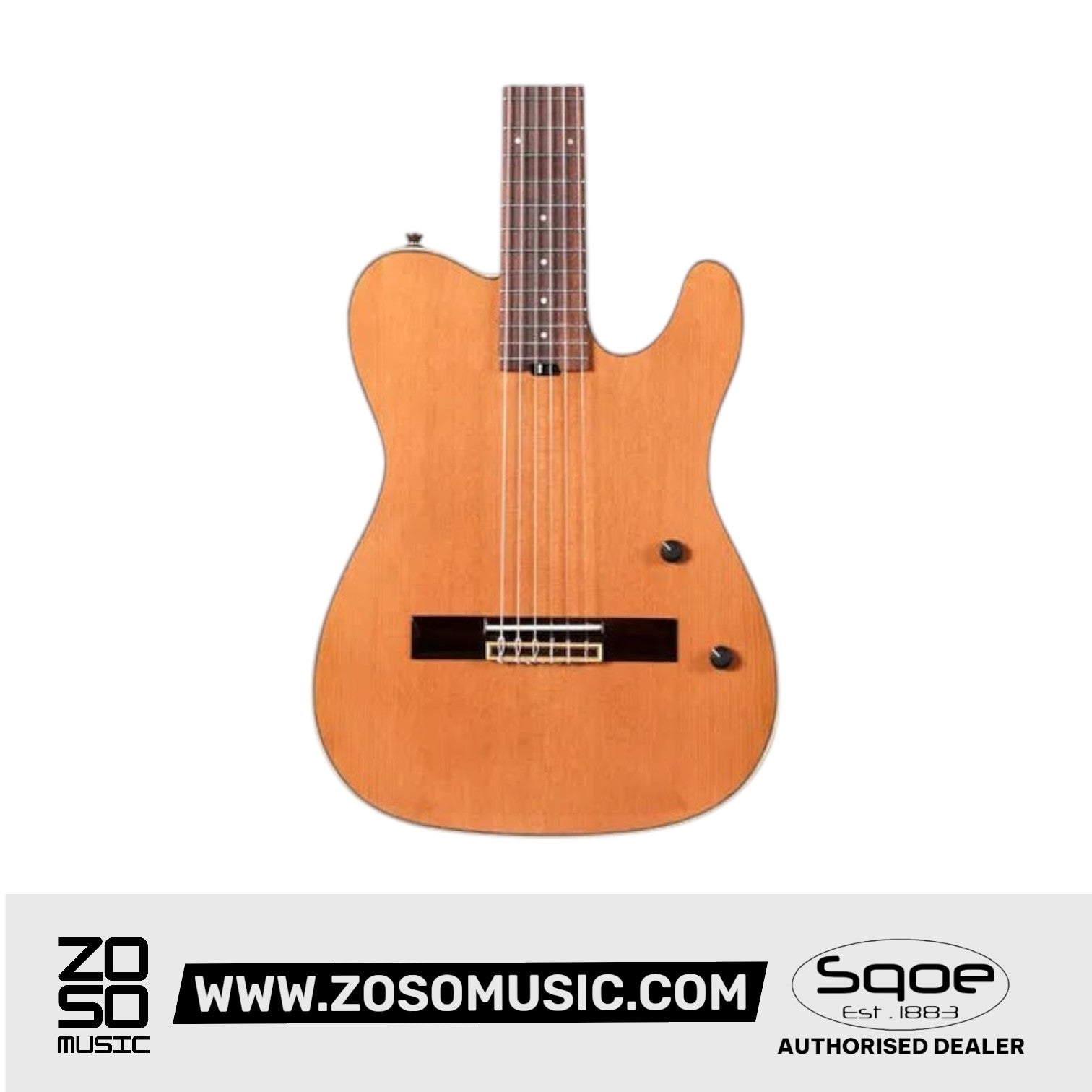 SQOE SEGD900 Electroacoustic Silent Nylon Guitar with Piezo Pickups, Solid Cedar Top, Natural | Zoso Music Sdn Bhd