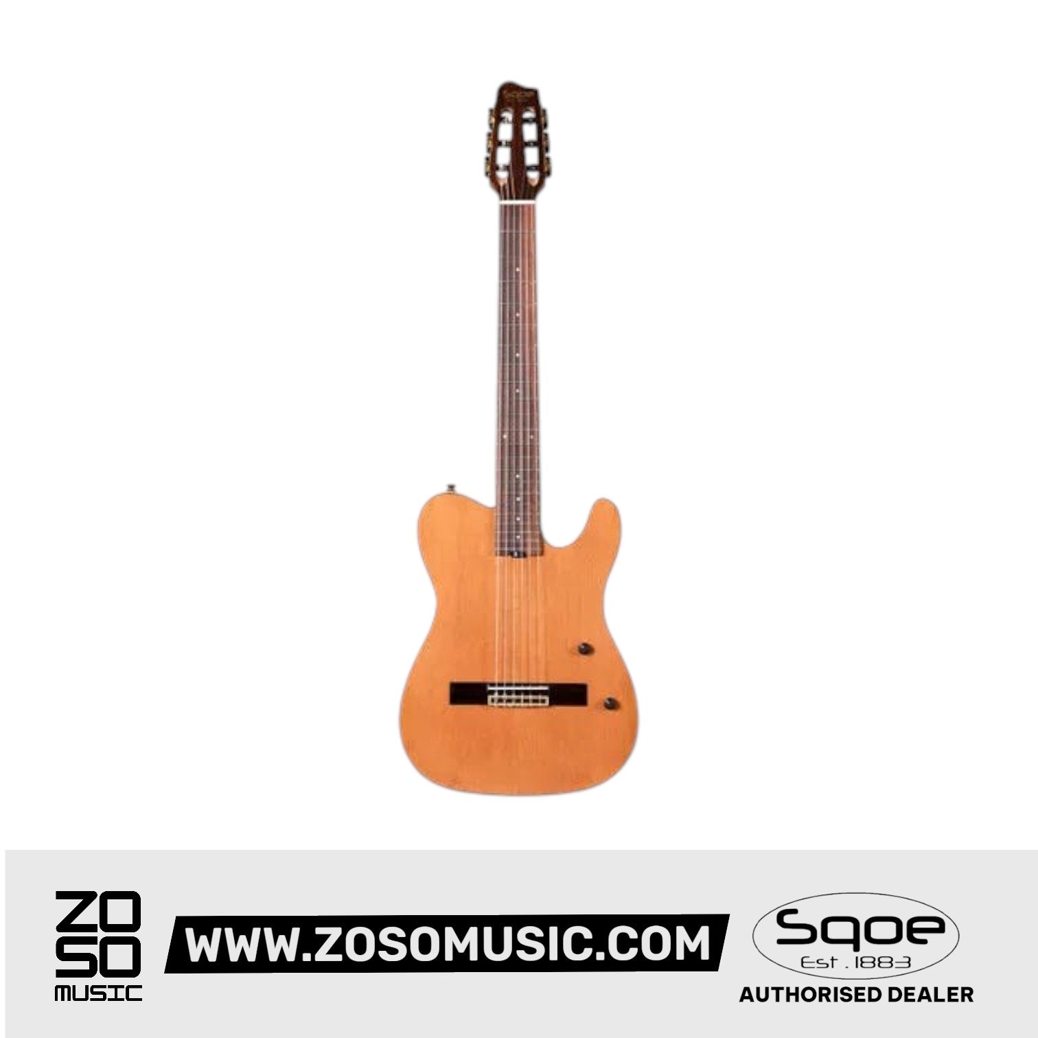 SQOE SEGD900 Electroacoustic Silent Nylon Guitar with Piezo Pickups, Solid Cedar Top, Natural