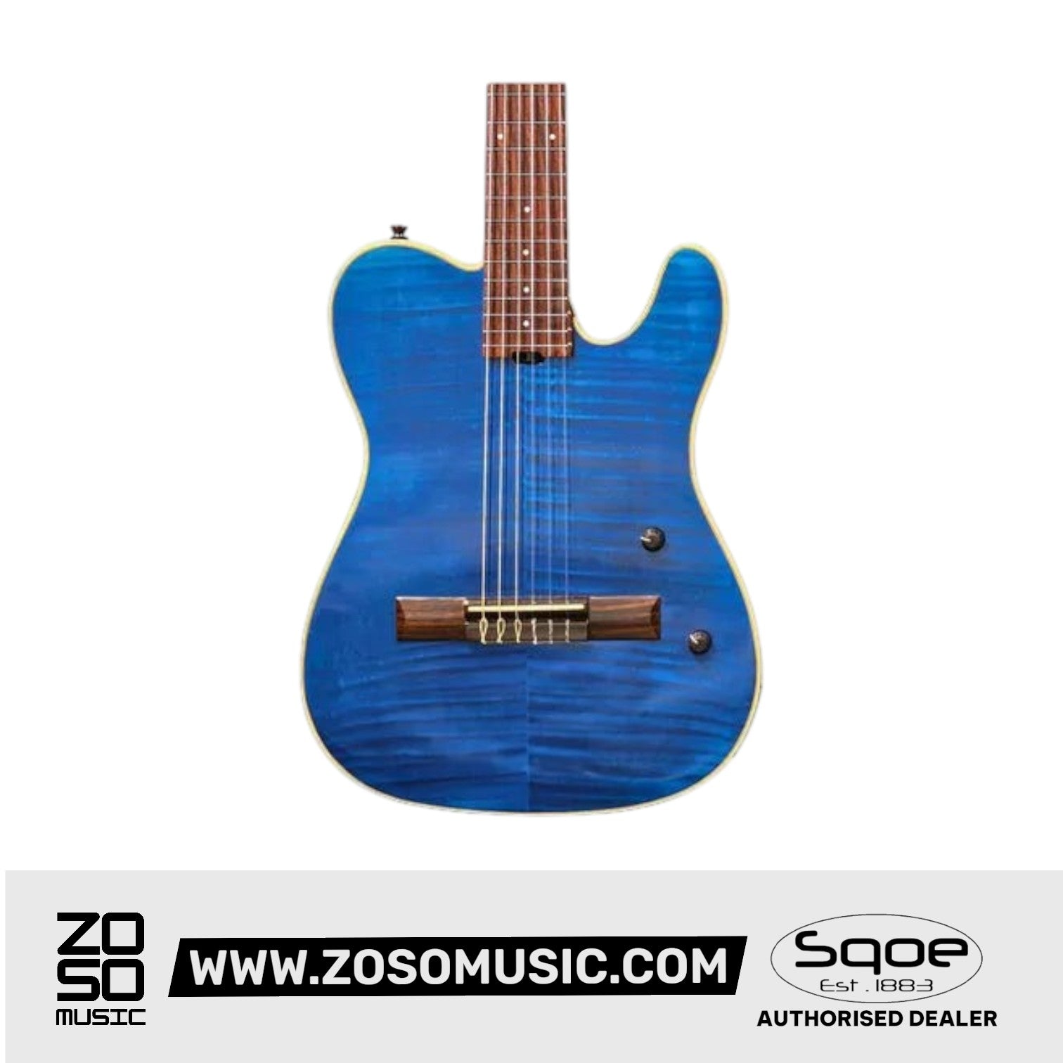 SQOE SEGD900 Electroacoustic Silent Nylon Guitar with Piezo Pickups, Quilted Maple Top