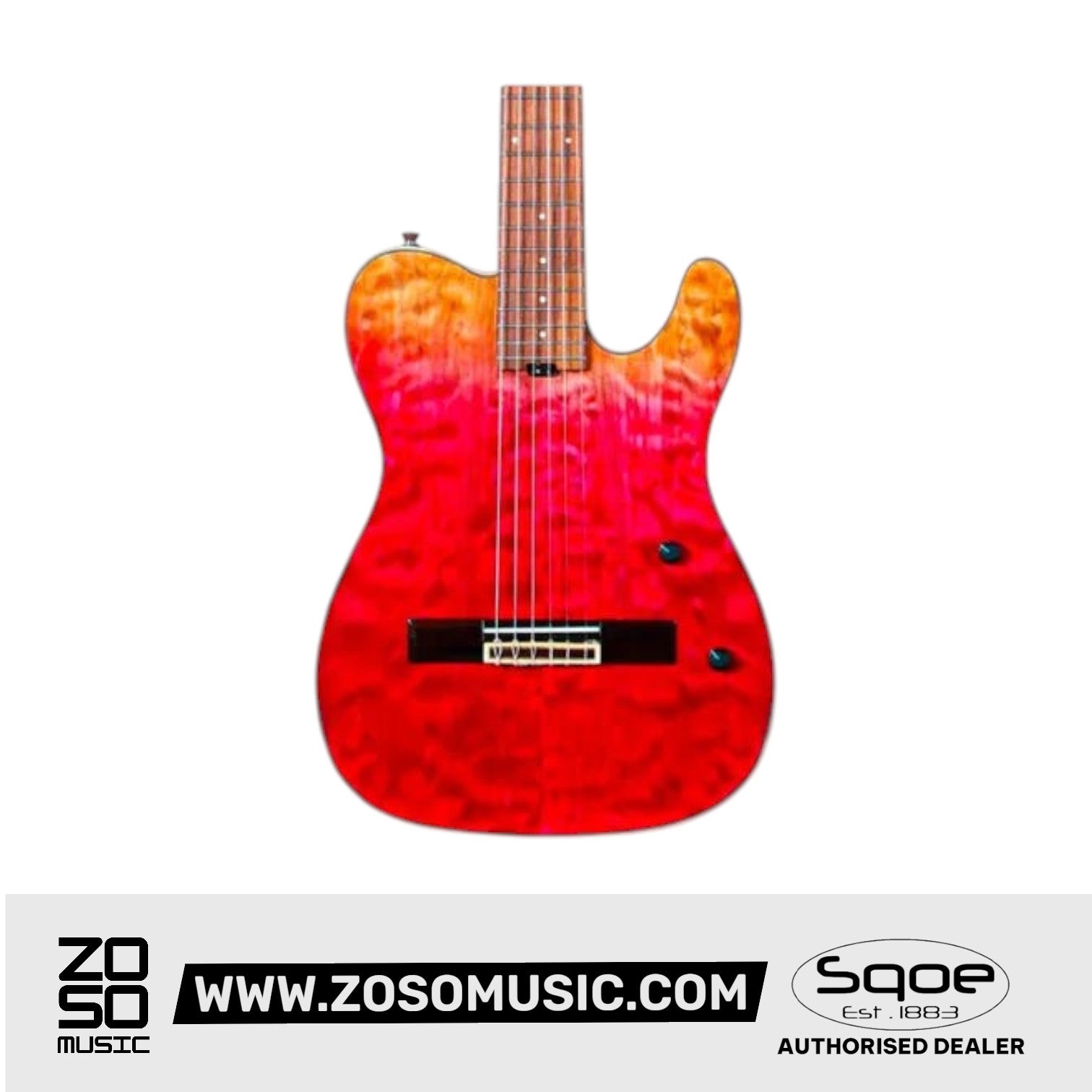 SQOE SEGD900 Electroacoustic Silent Nylon Guitar with Piezo Pickups, Quilted Maple Top