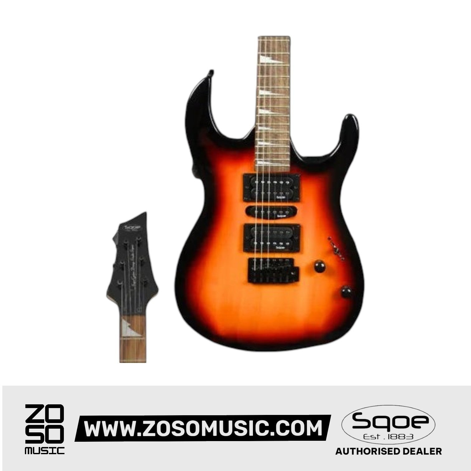 SQOE SEIB-370 Soloist Body HSH Electric Guitar with Rosewood Fretboard