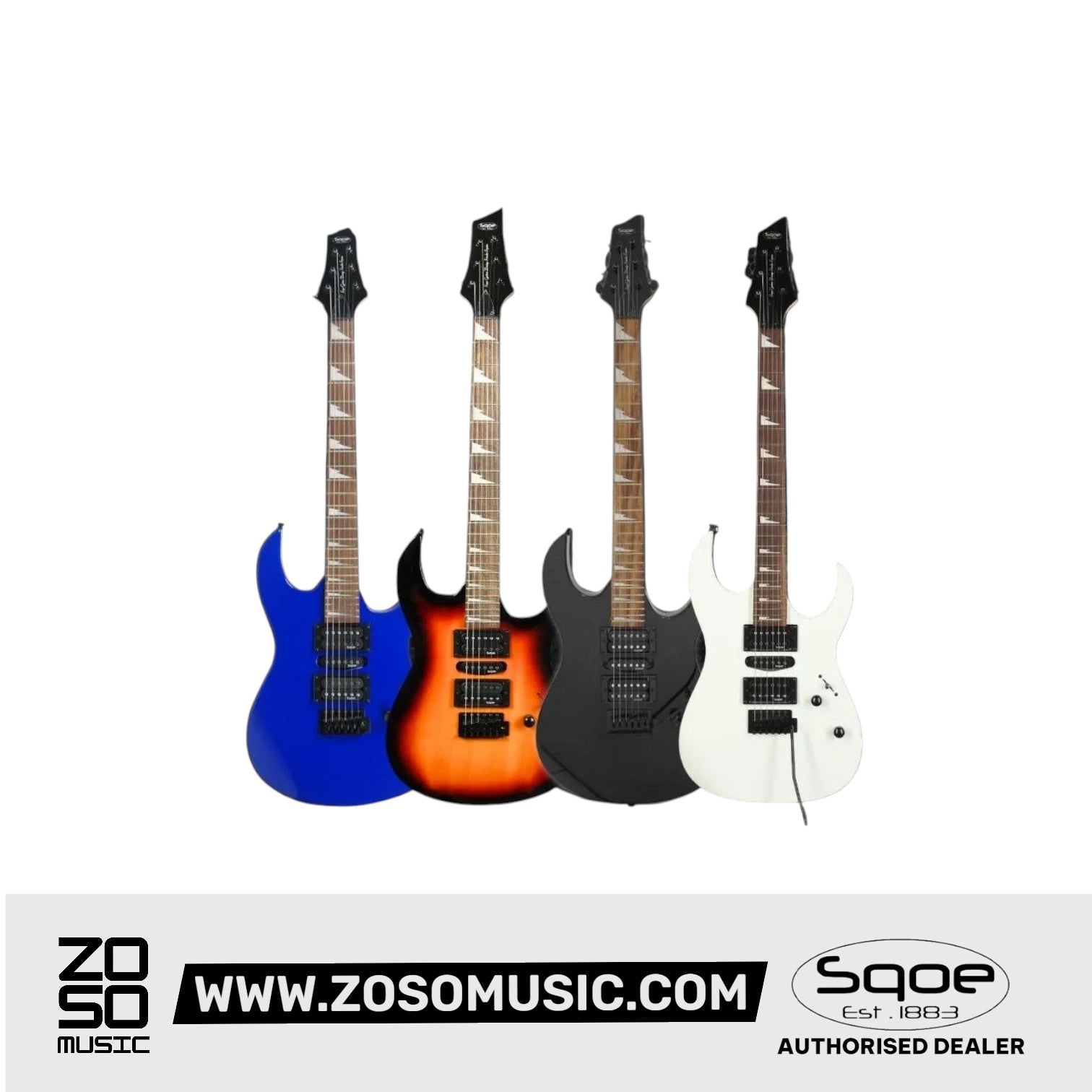 SQOE SEIB-370 Soloist Body HSH Electric Guitar with Rosewood Fretboard