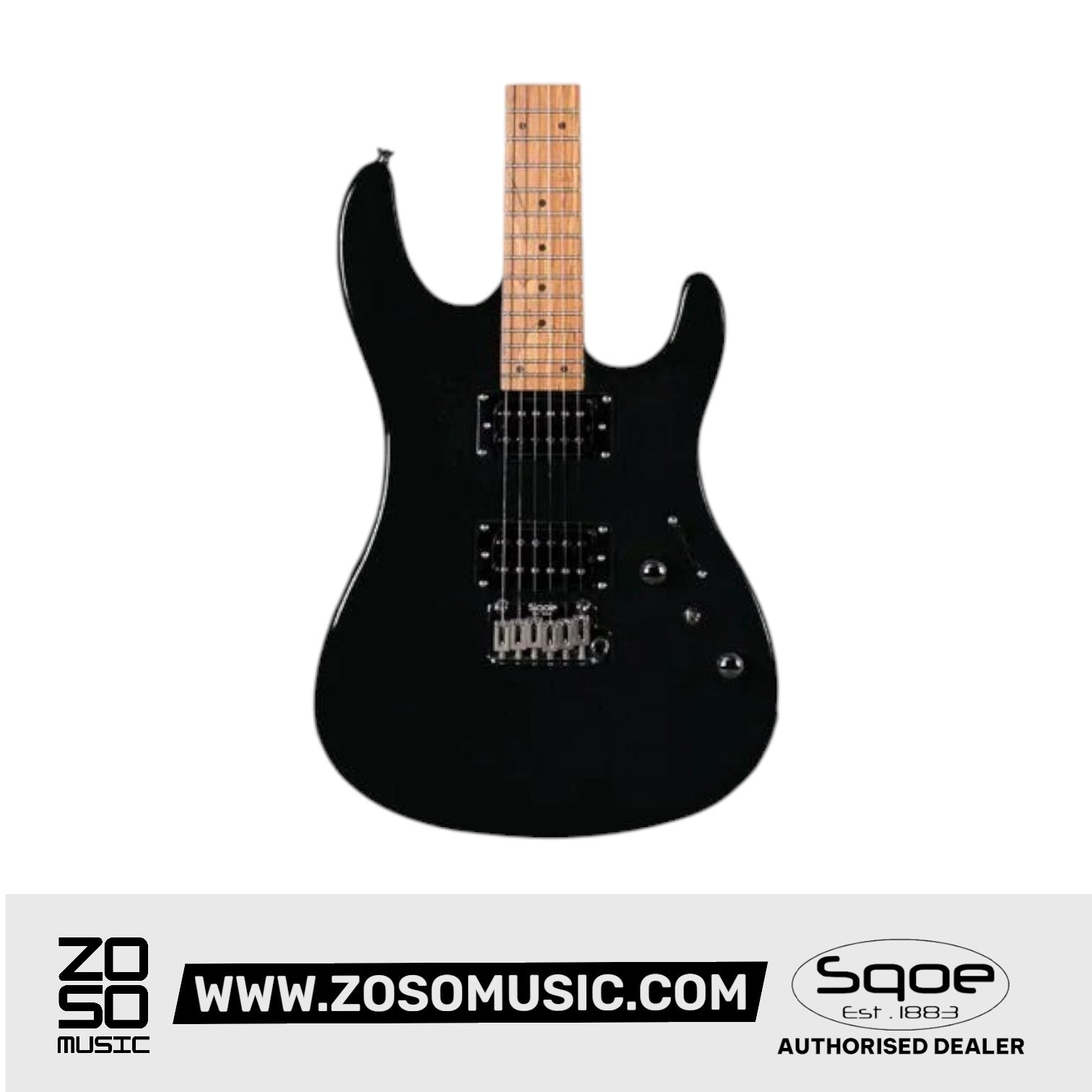 SQOE SEIB450 Double Cutaway Body HH Electric Guitar Roasted Maple Fretboard