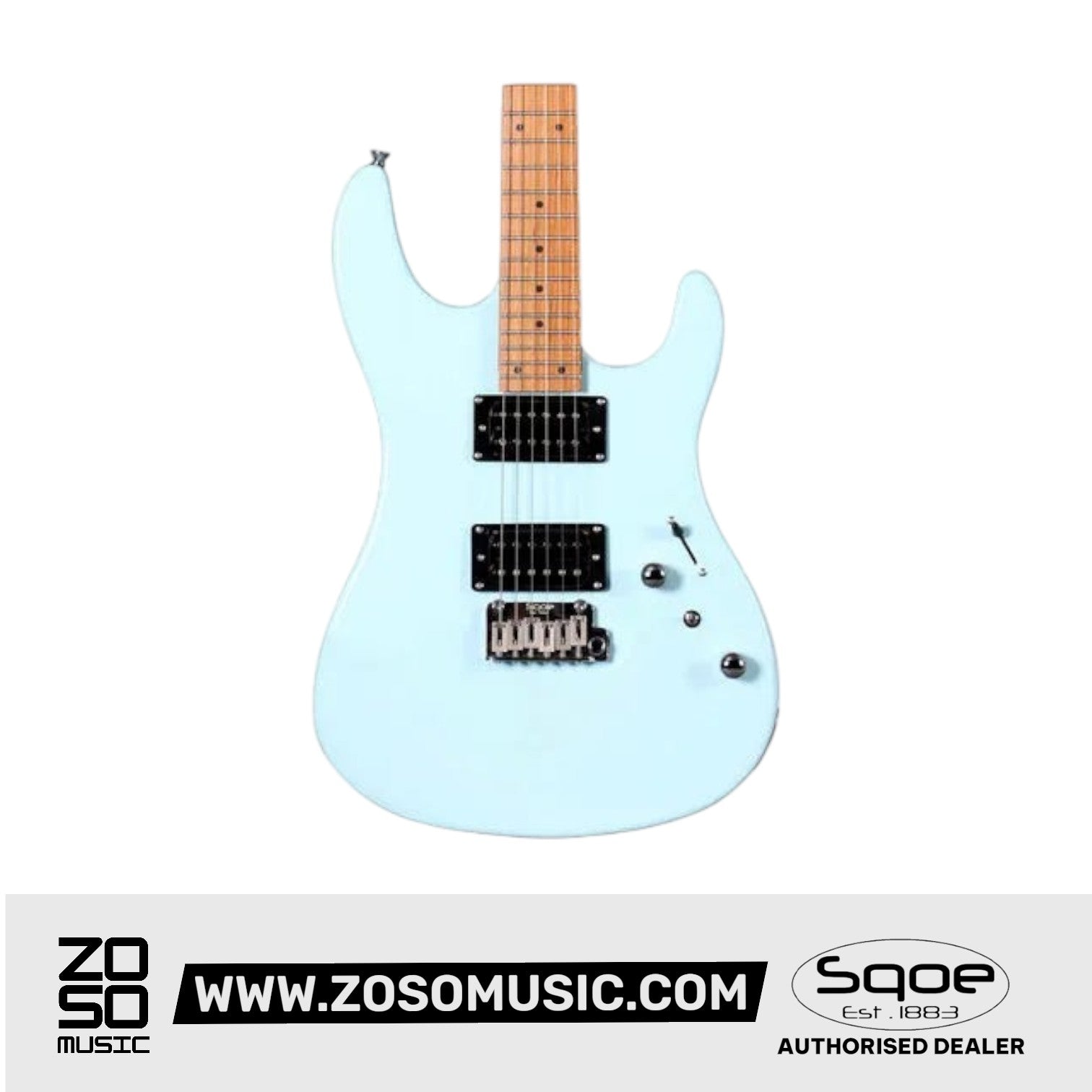 SQOE SEIB450 Double Cutaway Body HH Electric Guitar Roasted Maple Fretboard