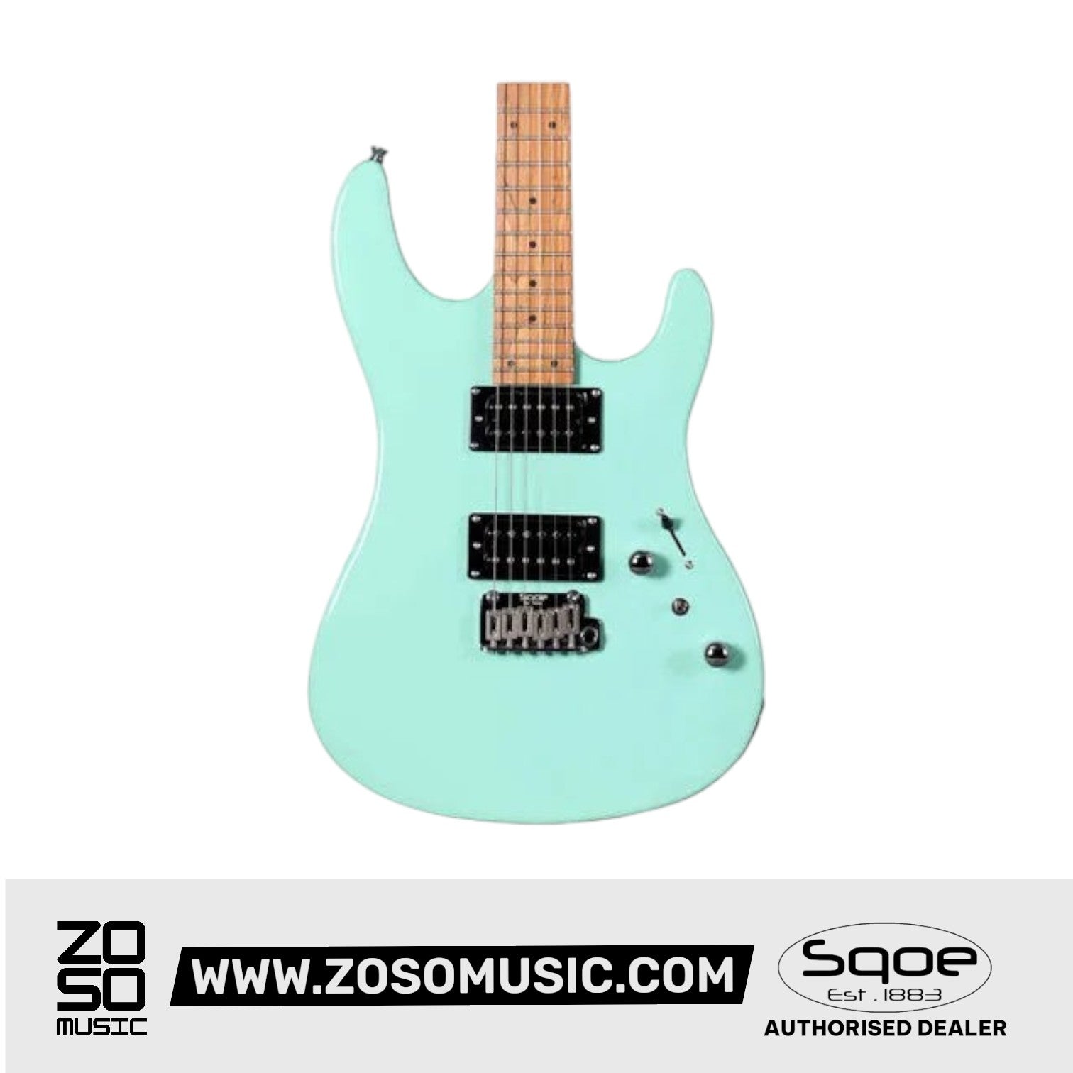 SQOE SEIB450 Double Cutaway Body HH Electric Guitar Roasted Maple Fretboard