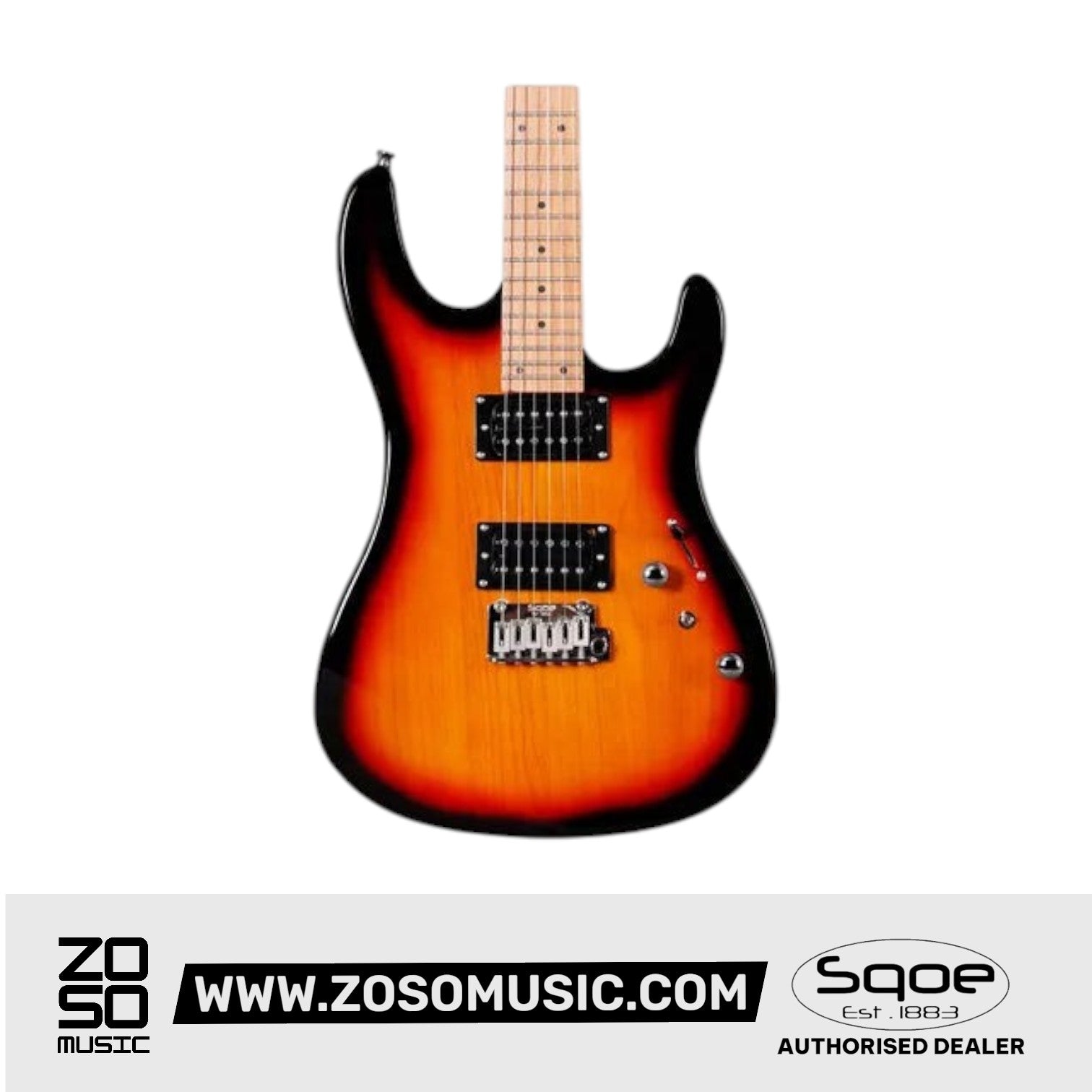 SQOE SEIB450 Double Cutaway Body HH Electric Guitar Roasted Maple Fretboard