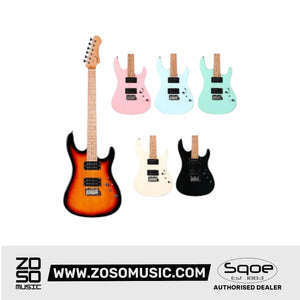 SQOE SEIB450 Double Cutaway Body HH Electric Guitar Roasted Maple Fretboard | Zoso Music Sdn Bhd