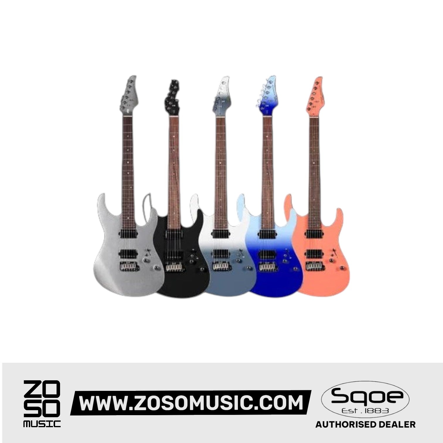 SQOE SEIB500 HH Roasted Maple Neck Electric Guitar with Tremolo | Zoso Music Sdn Bhd