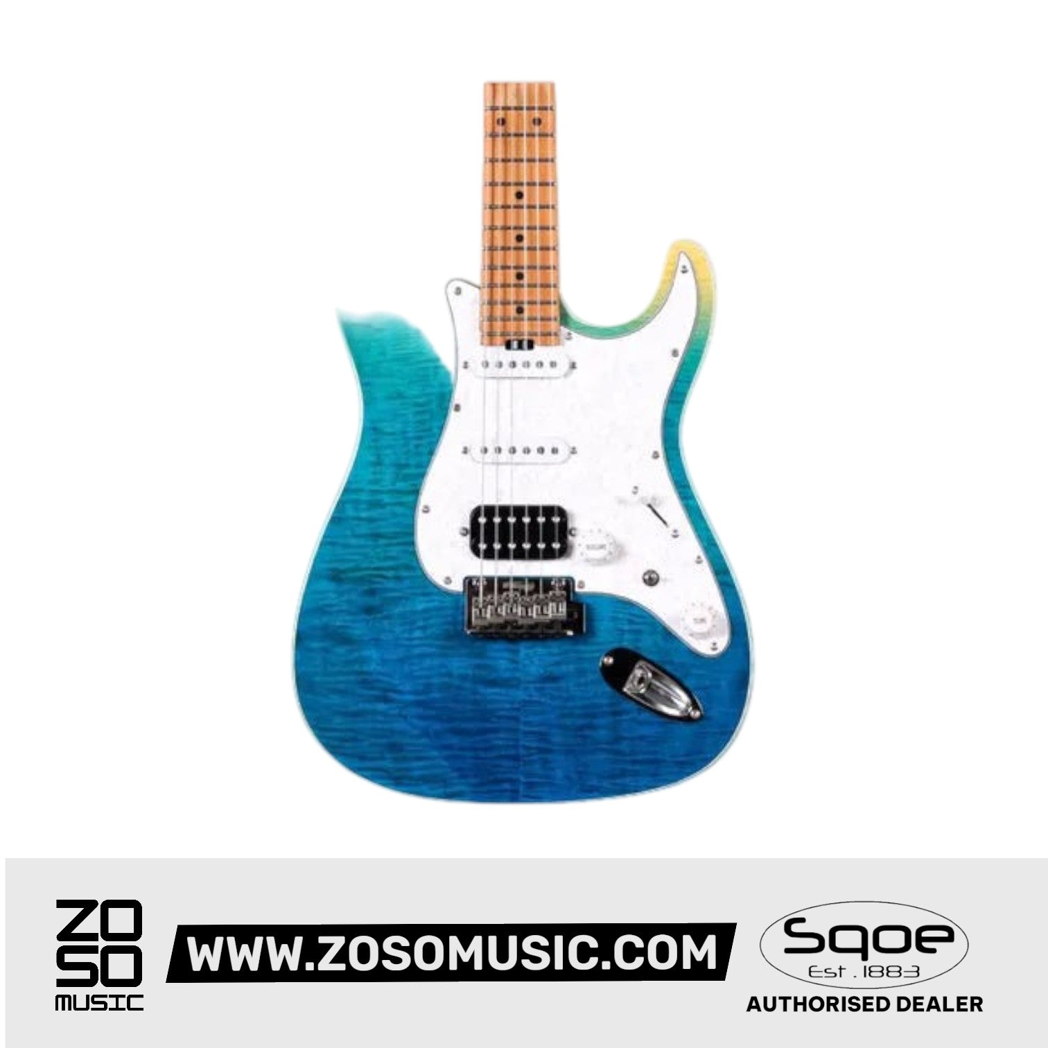 SQOE SEIB900 HSS Roasted Maple Series Electric Guitar with Tremolo