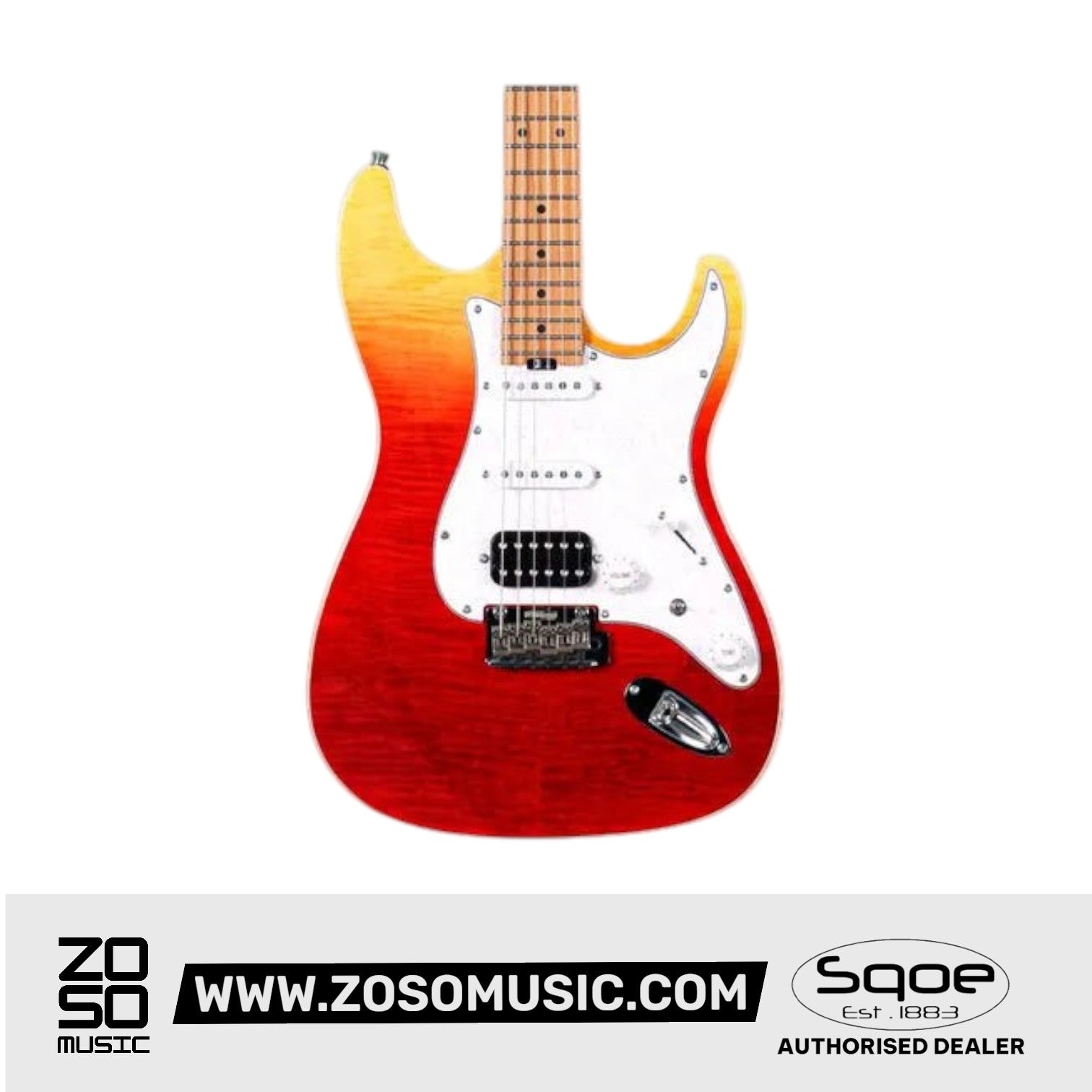 SQOE SEIB900 HSS Roasted Maple Series Electric Guitar with Tremolo