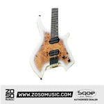 SQOE SEIB992 Headless Burl Maple, Mahogany HH Electric Guitar