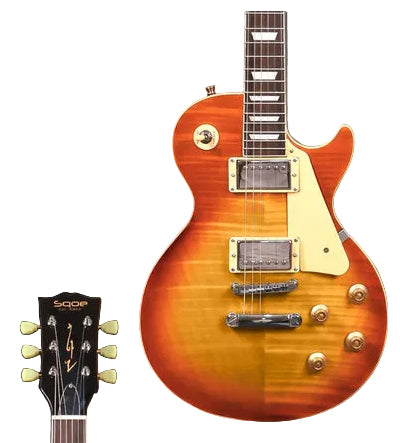 SQOE SELP220 Flame Mahogany Les Paul HH Electric Guitar Rosewood Fretboard | Zoso Music Sdn Bhd 