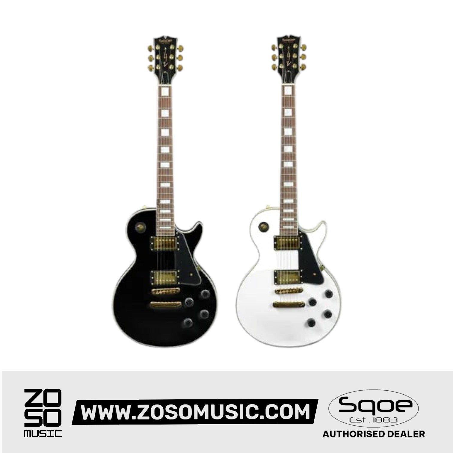 SQOE SELP300 Custom Les Paul HH Electric Guitar with Rosewood Fretboard with SQOE HARD CASE | Zoso Music Sdn Bhd