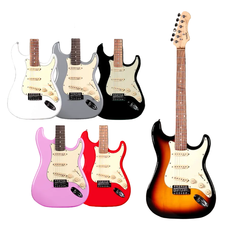 SQOE SEST230 Super Stratocaster Body HSS Electric Guitar Rosewood Fretboard