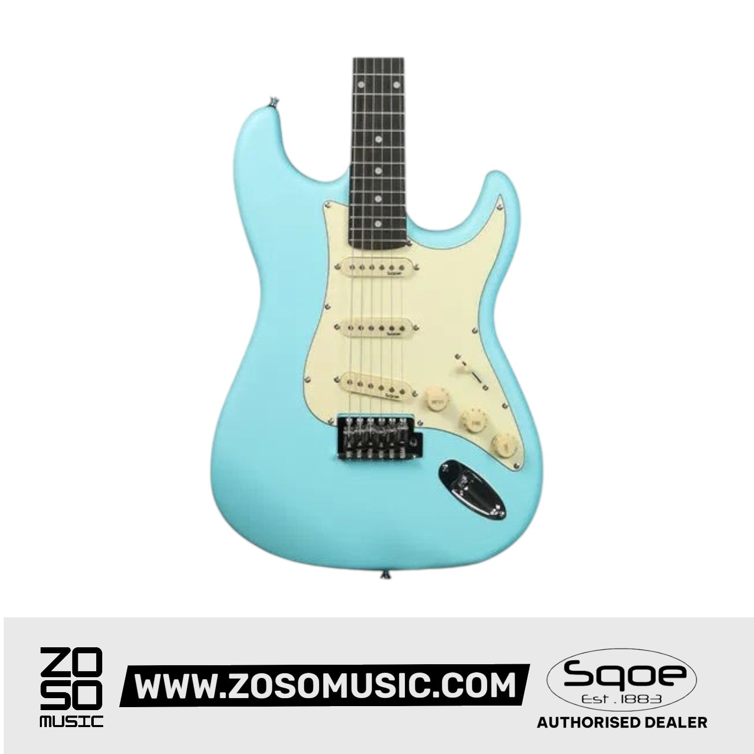 SQOE SEST202 Stratocaster Body SSS Electric Guitar , Rosewood Fretboard