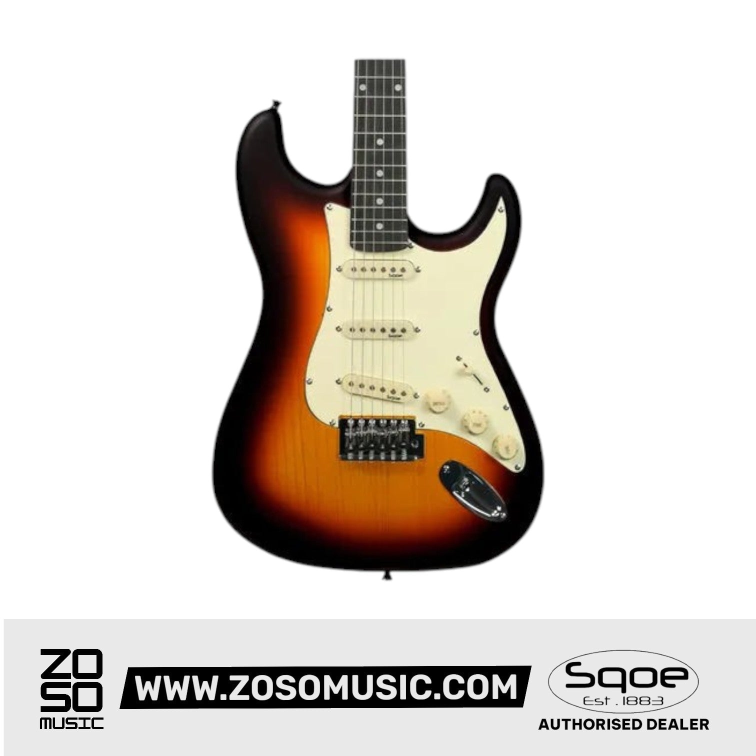 SQOE SEST202 Stratocaster Body SSS Electric Guitar , Rosewood Fretboard