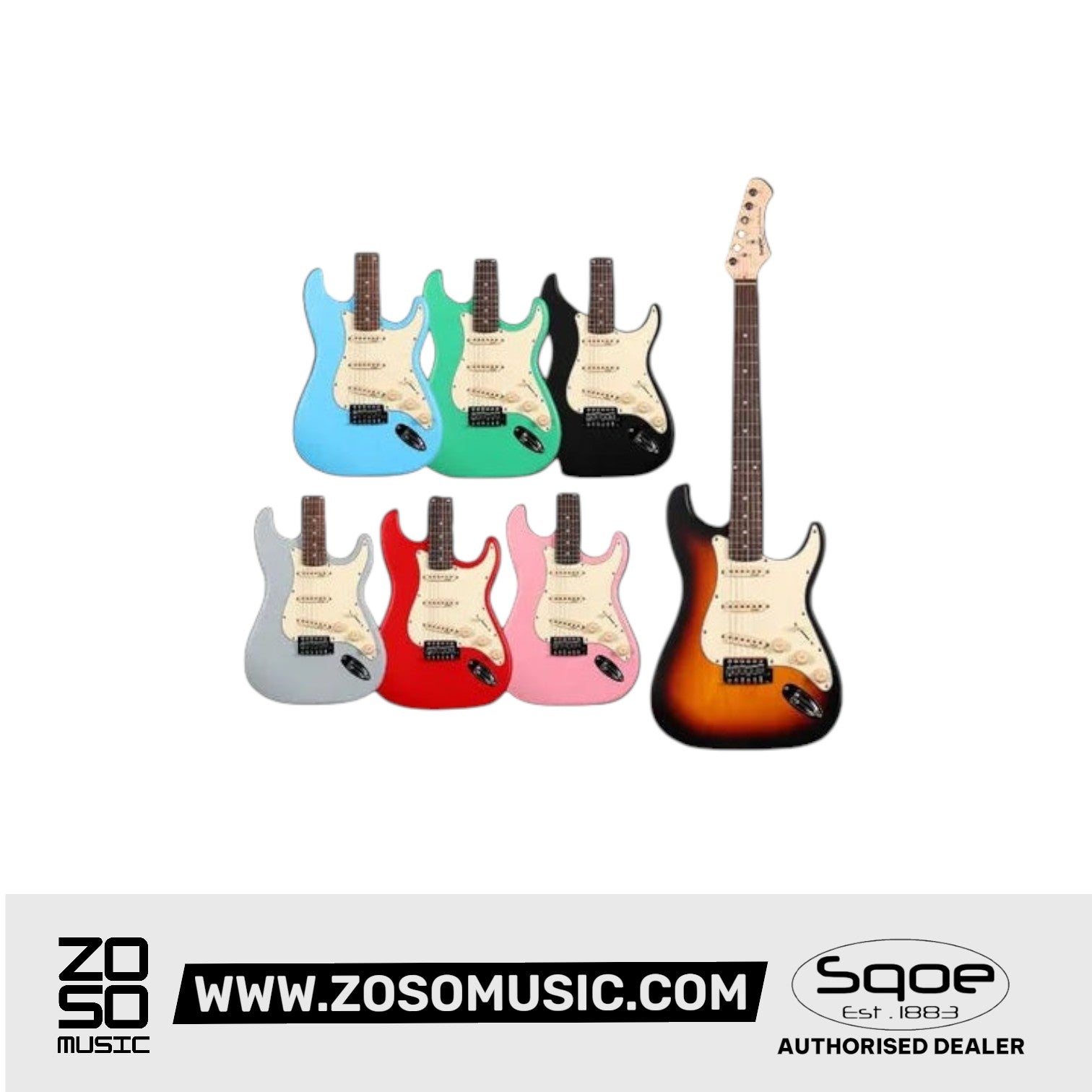 SQOE SEST202 Stratocaster Body SSS Electric Guitar , Rosewood Fretboard | Zoso Music Sdn Bhd