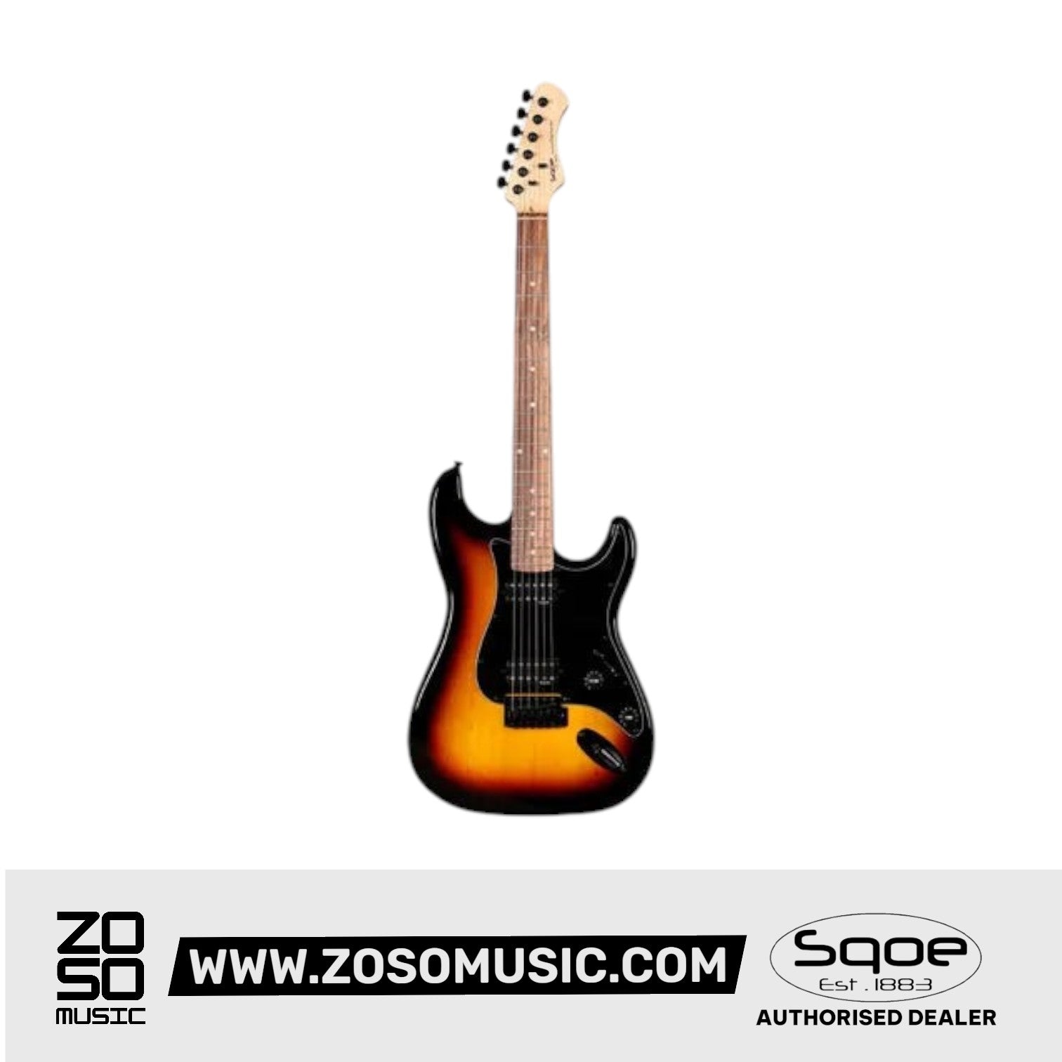 SQOE SEST210 Super Stratocaster Body HH Electric Guitar Rosewood Fretboard