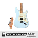 SQOE SEST600 Stratocaster Body HSS Electric Guitar, Roasted Maple Fretboard