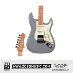 SQOE SEST600 Stratocaster Body HSS Electric Guitar, Roasted Maple Fretboard