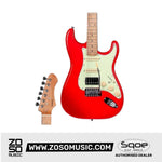 SQOE SEST600 Stratocaster Body HSS Electric Guitar, Roasted Maple Fretboard