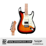 SQOE SEST600 Stratocaster Body HSS Electric Guitar, Roasted Maple Fretboard
