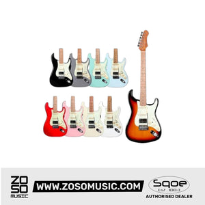SQOE SEST600 Stratocaster Body HSS Electric Guitar, Roasted Maple Fretboard | Zoso Music Sdn Bhd