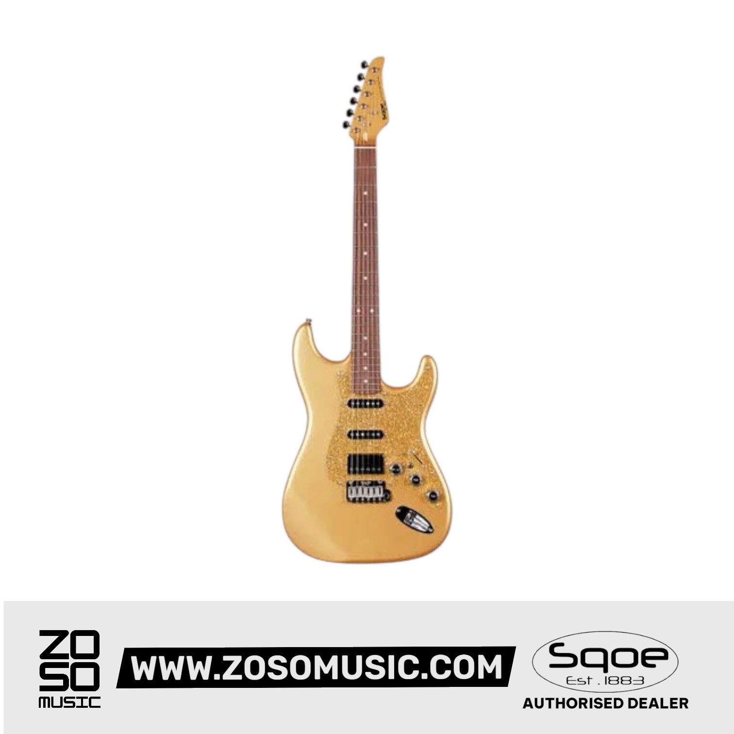 SQOE SEST700, Glitter Super Stratocaster HSS Electric Guitar with Alter Switch