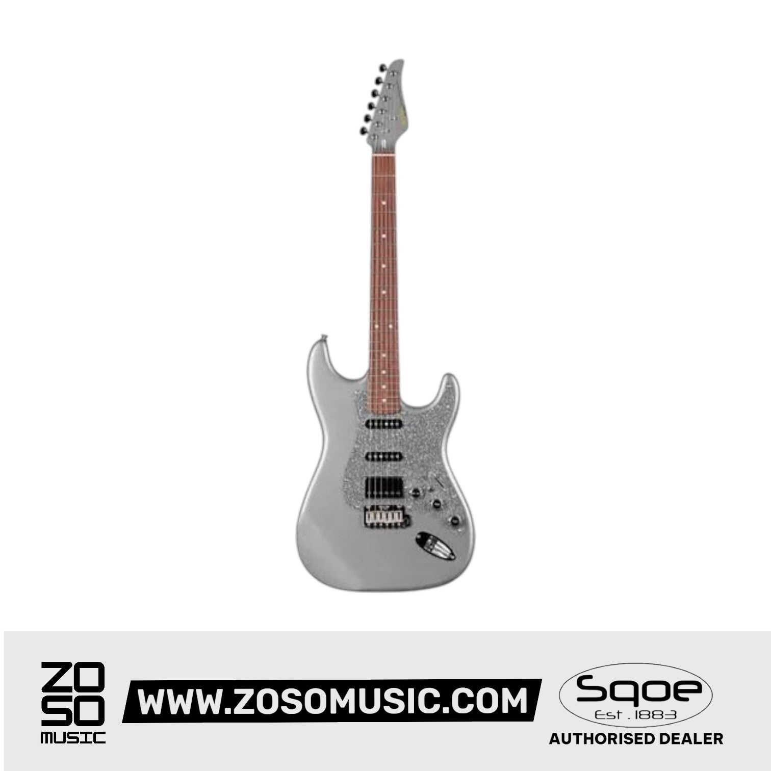 SQOE SEST700, Glitter Super Stratocaster HSS Electric Guitar with Alter Switch