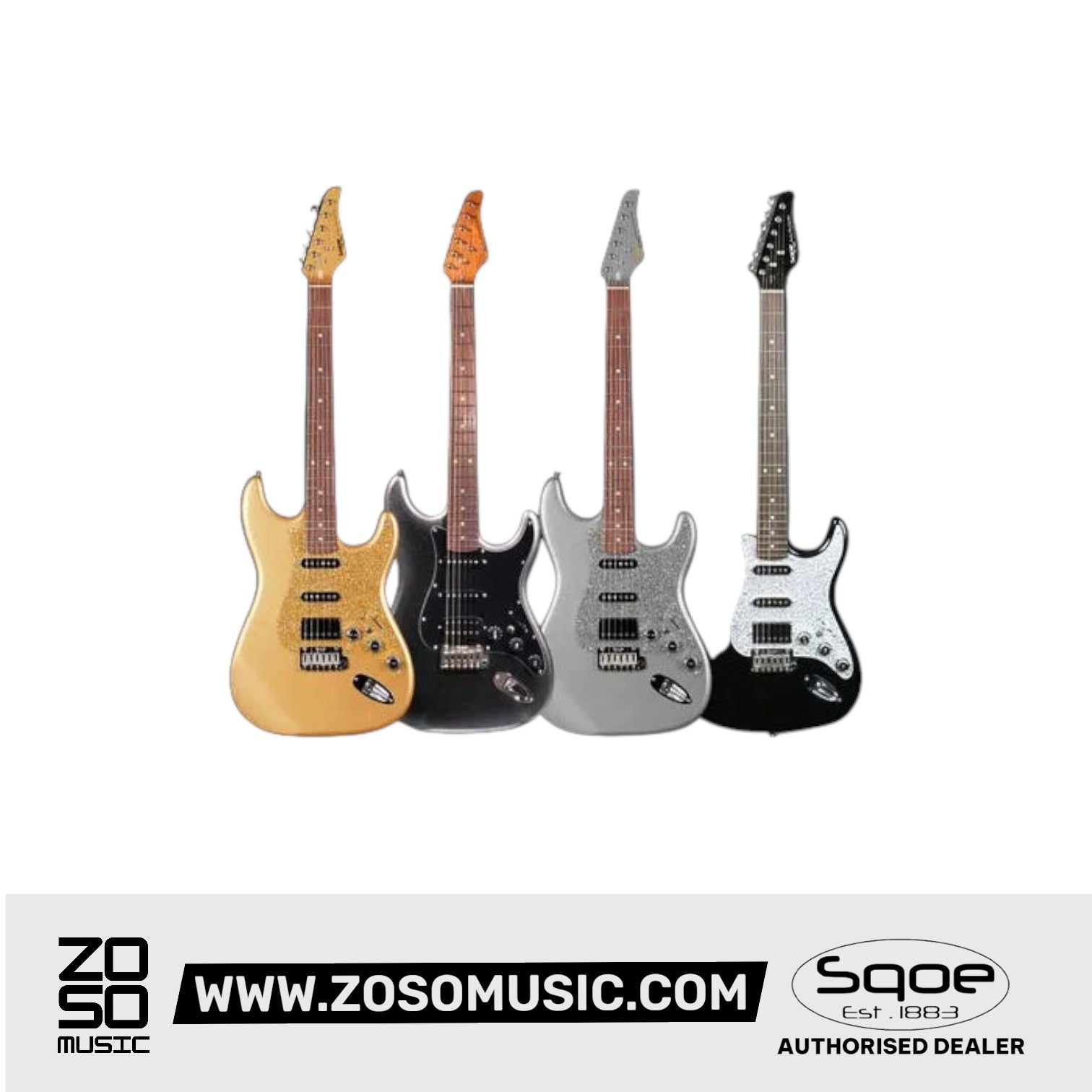 SQOE SEST700, Glitter Super Stratocaster HSS Electric Guitar with Alter Switch | Zoso Music Sdn Bhd