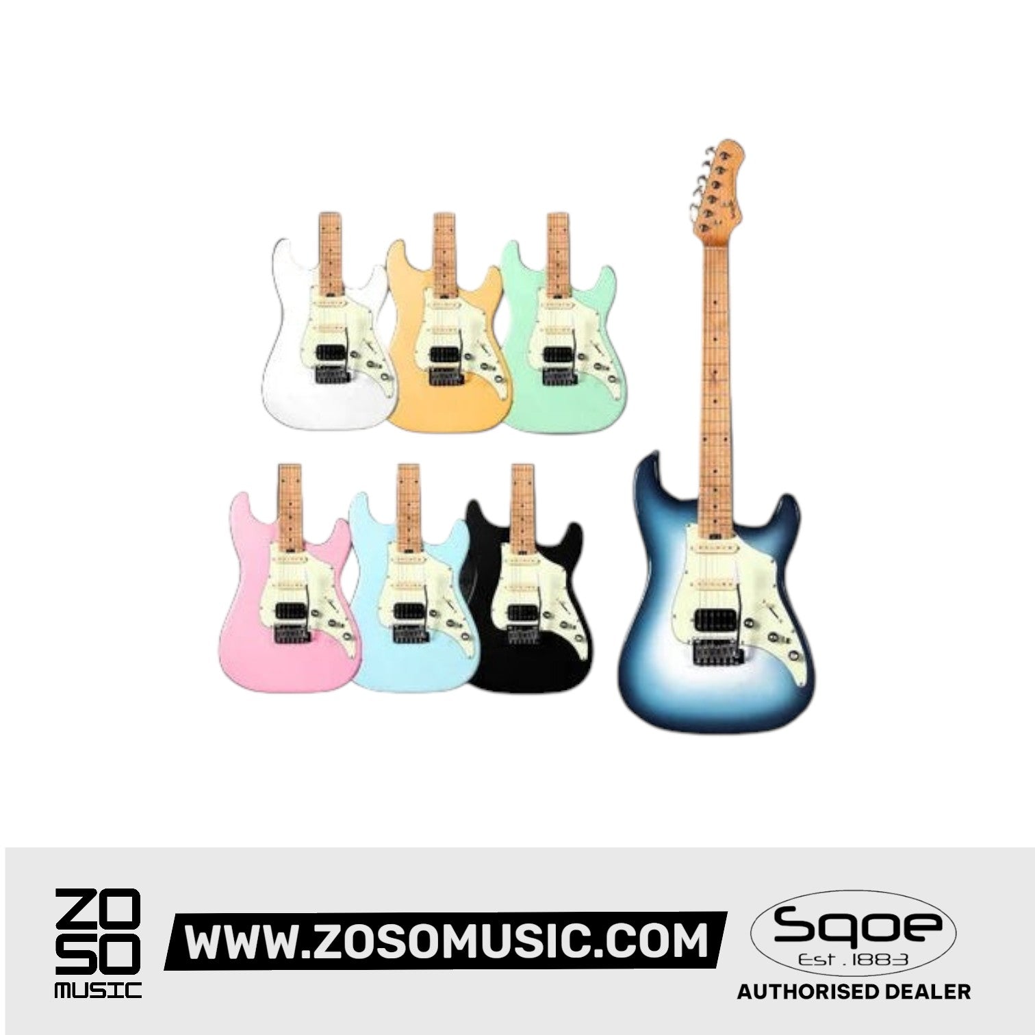 SQOE SEST800 HSS Roasted Maple Series Electric Guitar | Zoso Music Sdn Bhd